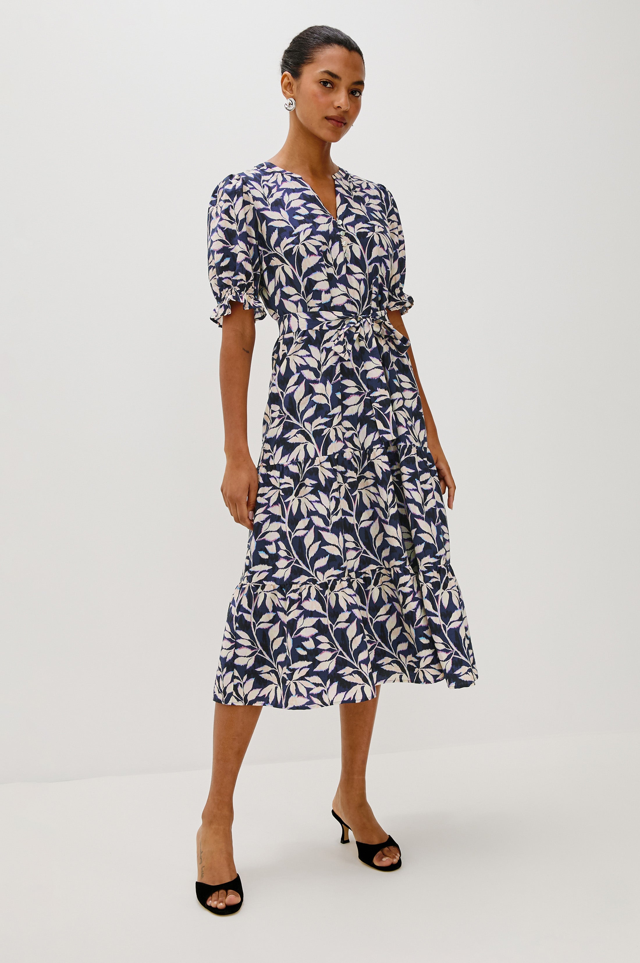 ELIANA DRESS - NAVY VINES