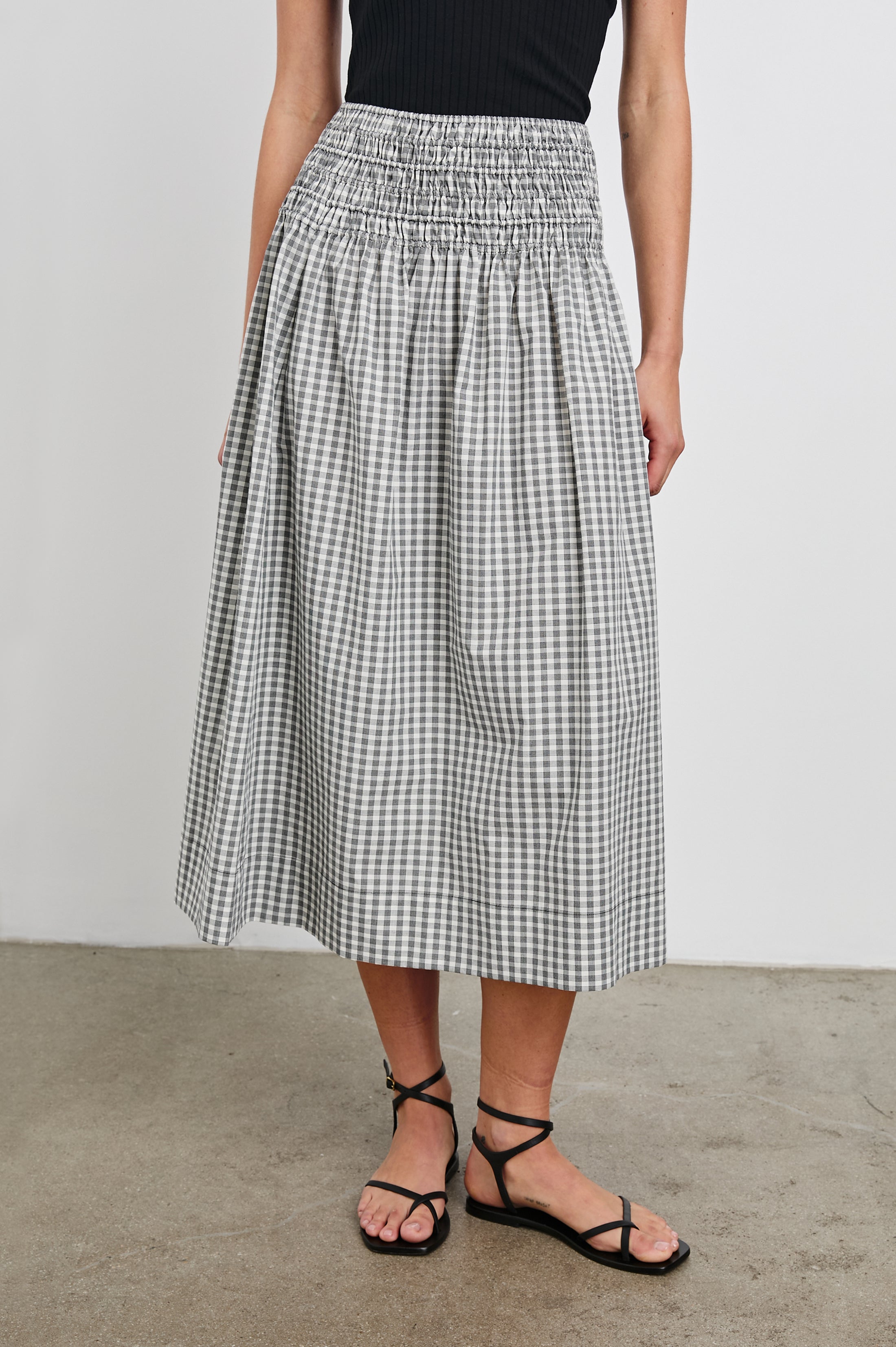 ALESSA SKIRT - IVORY JET GINGHAM
