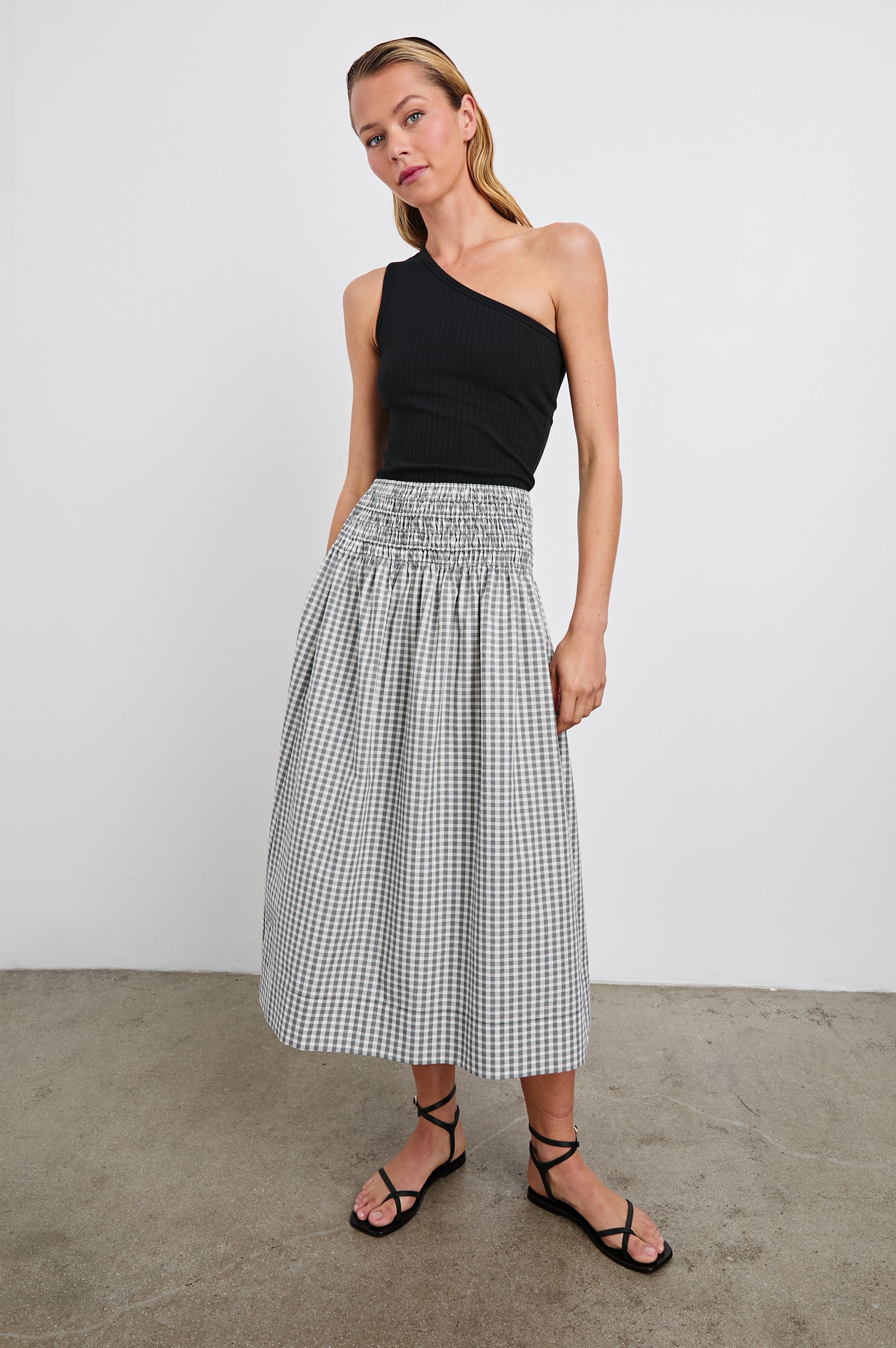 ALESSA SKIRT - IVORY JET GINGHAM