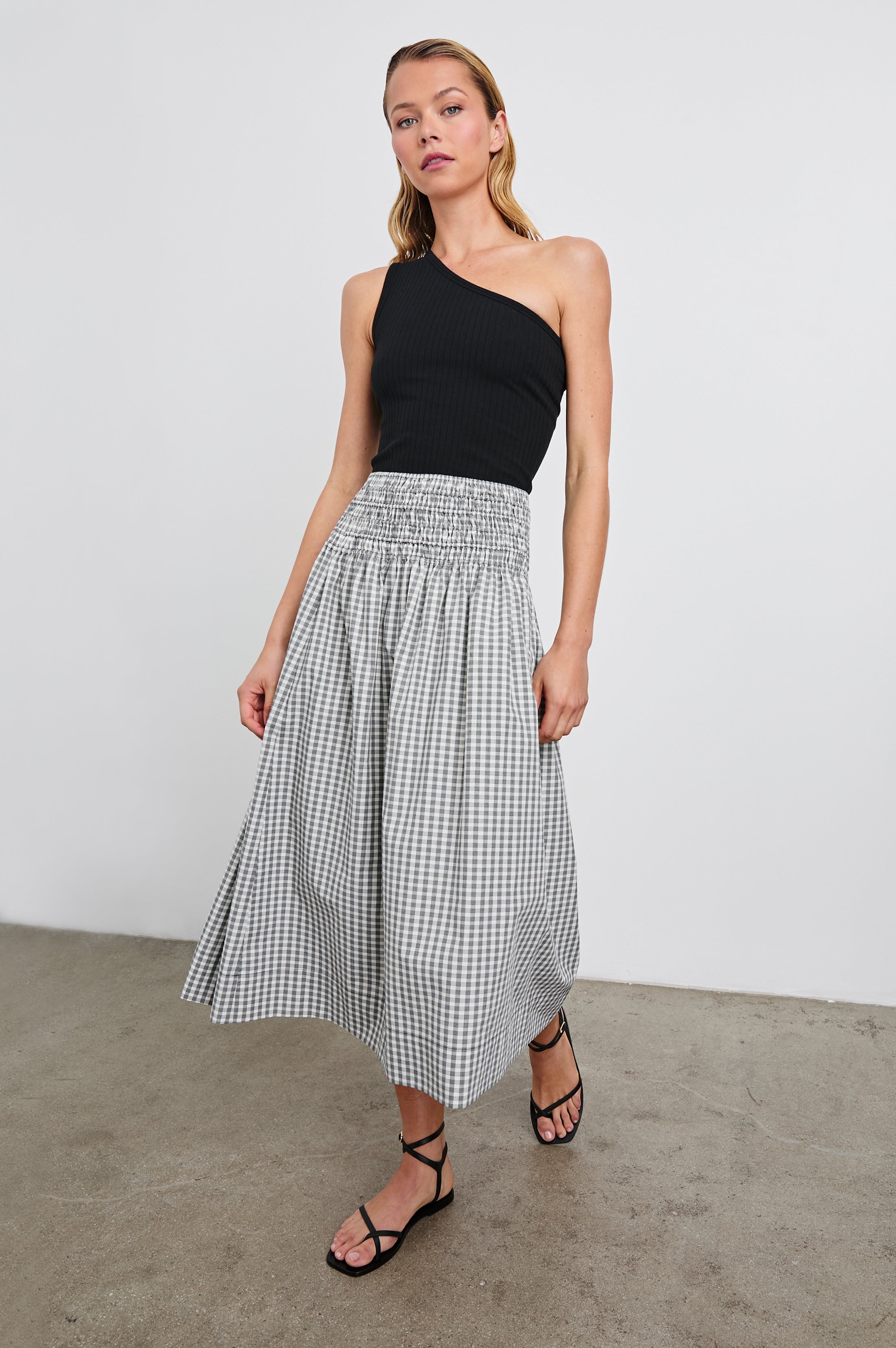ALESSA SKIRT - IVORY JET GINGHAM