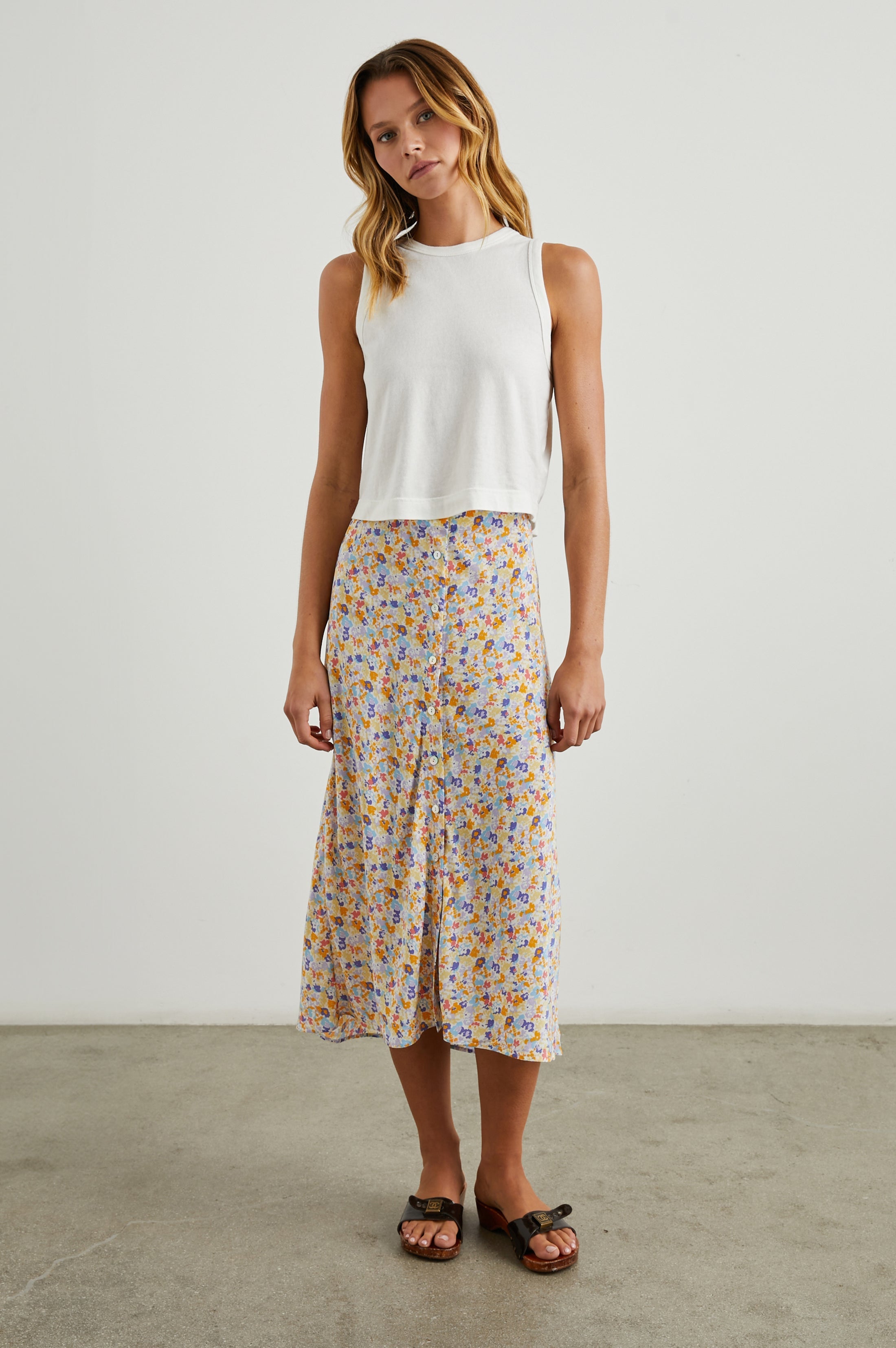 ROSETTA SKIRT - PAPAYA FLOWERS